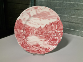 Engels rood Johnson Bros Olde English Countryside plat dinerbord 25 cm