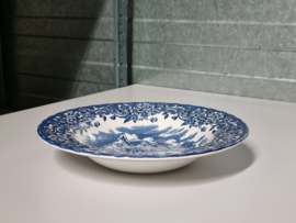Engels blauw 17th Century England Royal Tudor Ware Staffordshire diep pasta curry bord 22,5 cm
