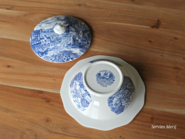 Engels blauw Enoch Wedgwood Old English Village dekschaal terrine