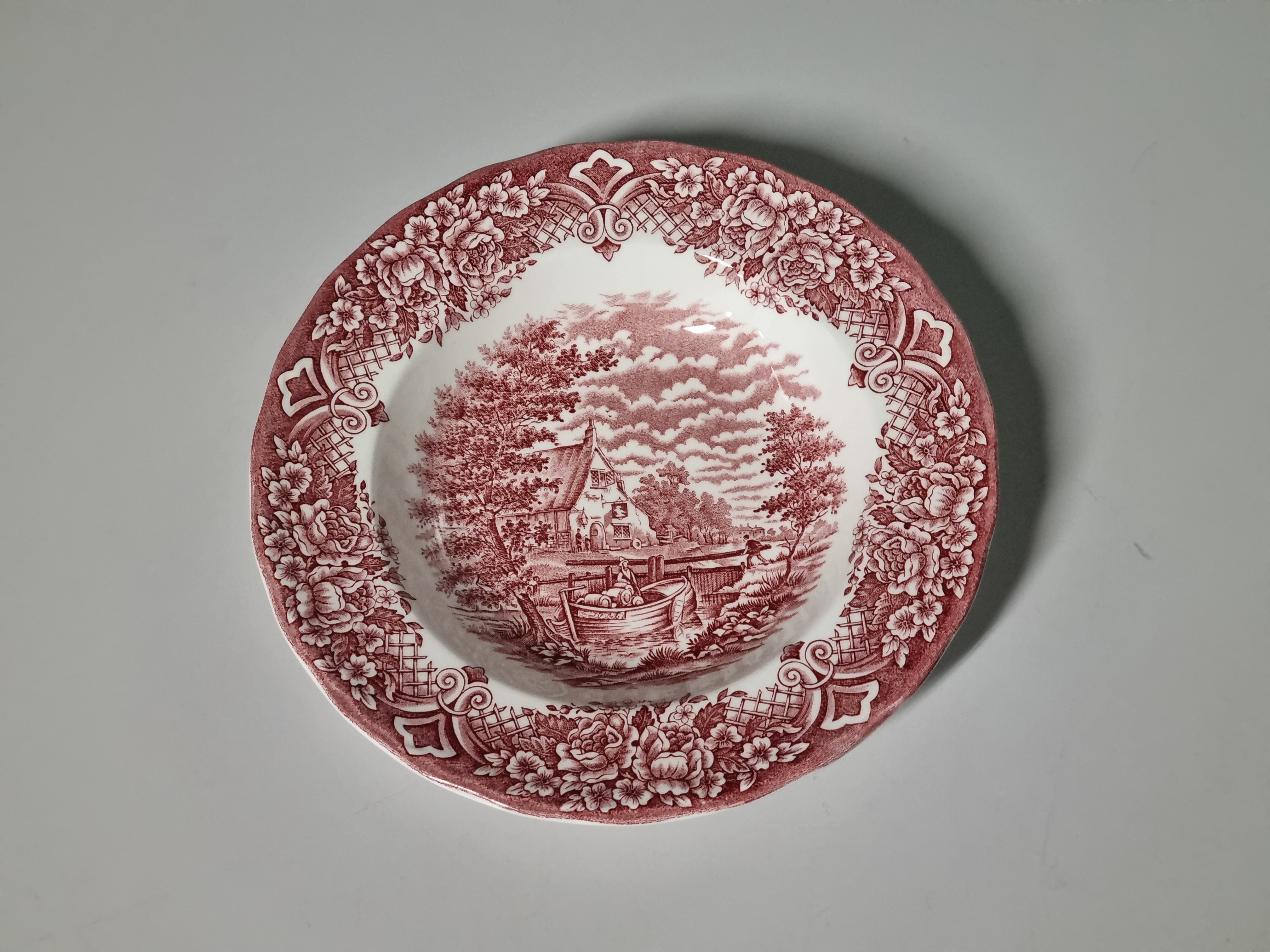Engels rood Grindley Homeland diep pasta curry bord 23 cm 25,5 cm