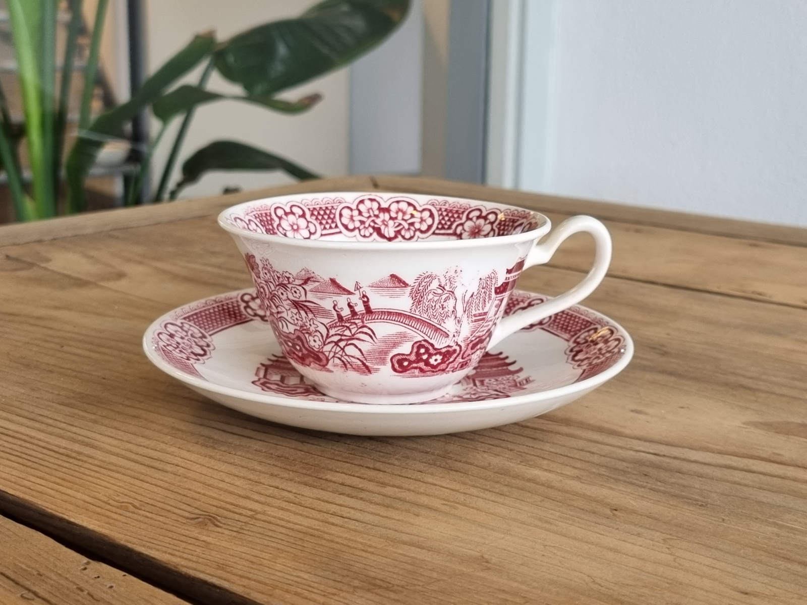 Regout decor Chinois rood set 5x Kop en schotel