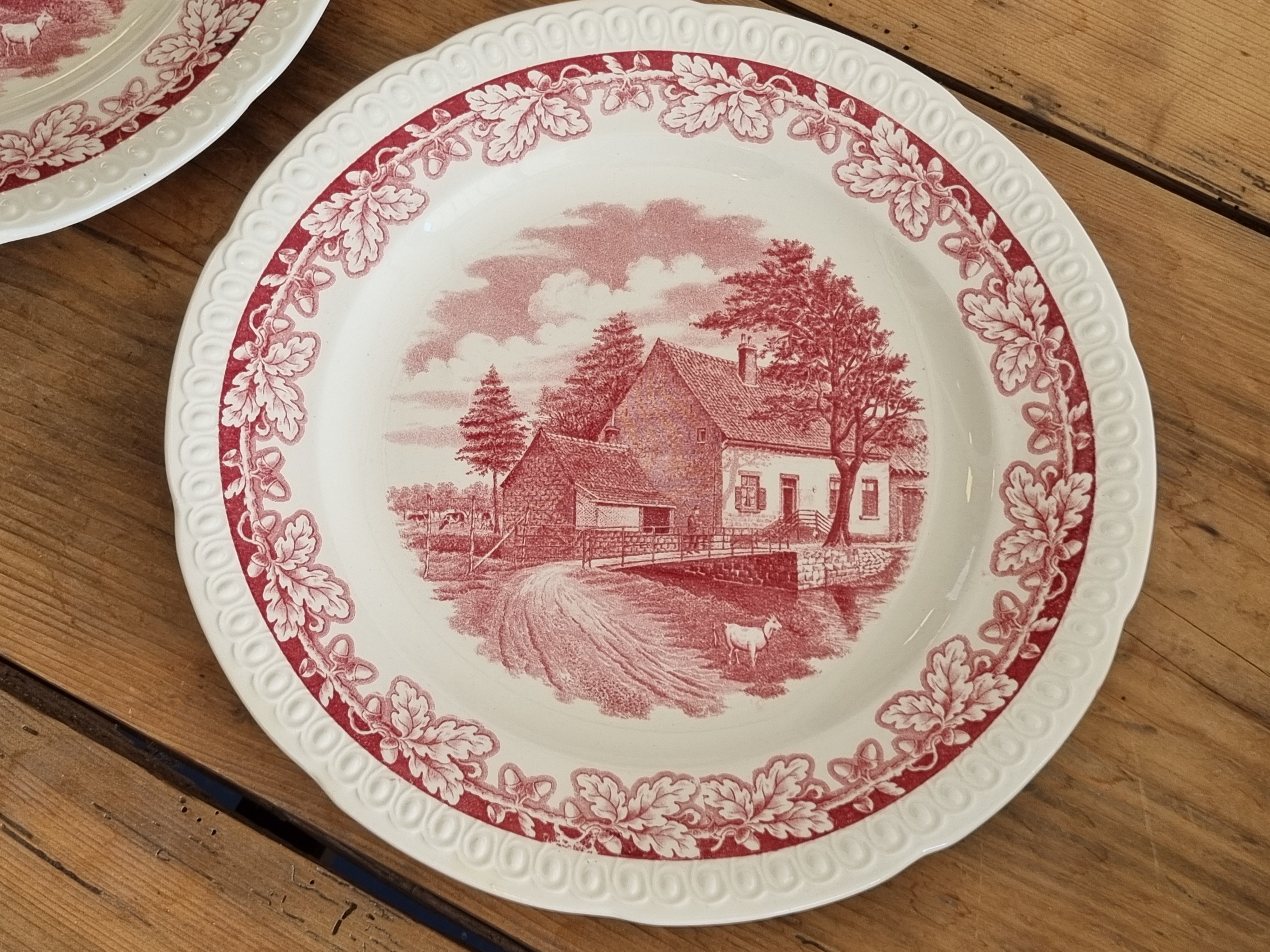 Boerenhoeve Rood Societe Ceramique set 2x pannenkoekenbord 30 cm