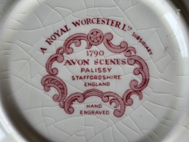 Engels rood Palissy Avon Scenes hoge ronde schaal 24,5 cm