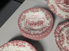 Engels rood Coaching Scenes Eetservies 8-persoons