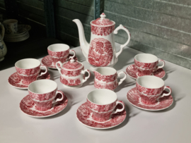 Engels rood Woods Ware Koffieservies of als Theeservies 6-pers.