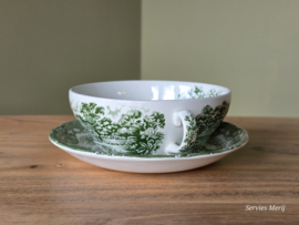 Engels groen Grindley Country Inns Soepkom met schotel