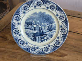 Wandbord Societe Ceramique Landschap nr. 4 blauw 21 cm