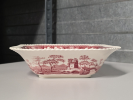 Engels Copeland Spode's Tower rood hoge vierkante schaal 20,5 cm