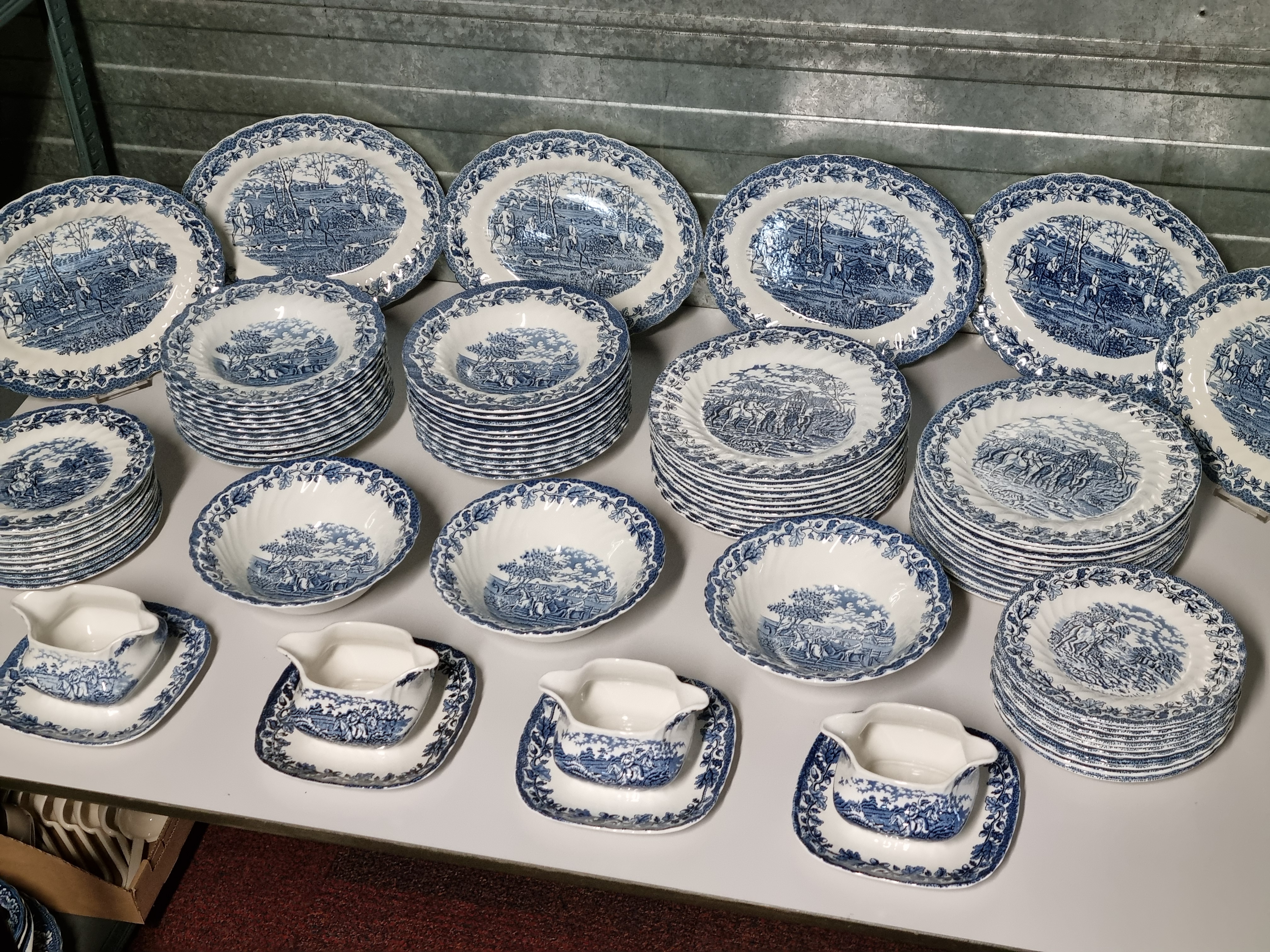 Engels blauw Jachtservies Myott's Country Life Eetservies 24 persoons