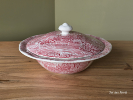 Engels rood Enoch Wedgwood Dickens Coaching Days dekschaal terrine