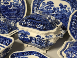 Engels blauw Spode's Tower blauw Compleet eetservies 18 persoons