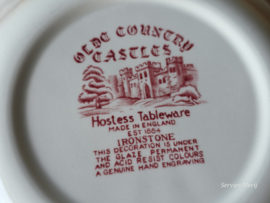 Engels rood Hostess Tableware Olde Country Castles hoge ronde schaal 23 cm