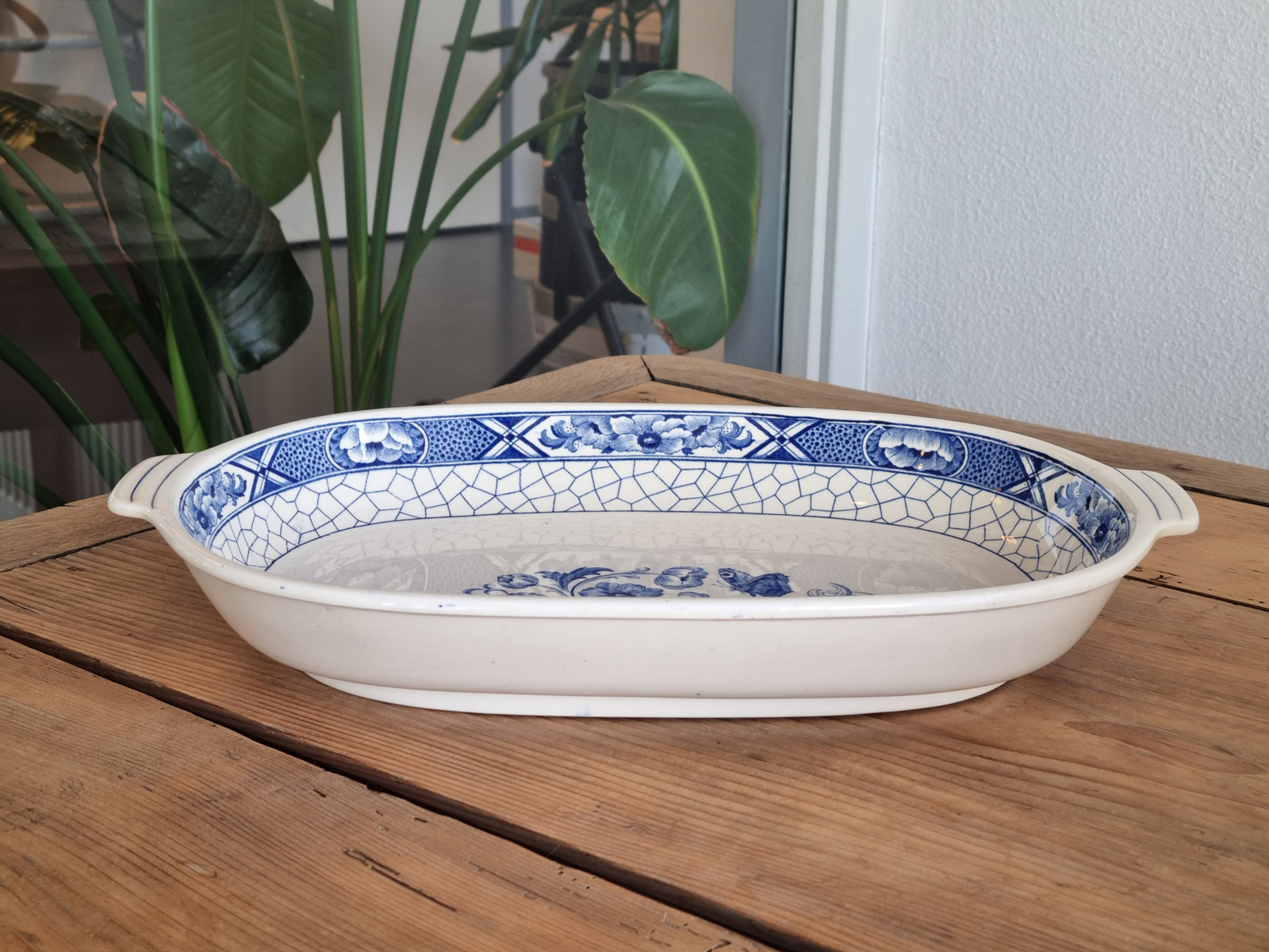 Societe Ceramique Butterflij Schaal met greepjes 38,5 cm (wit)
