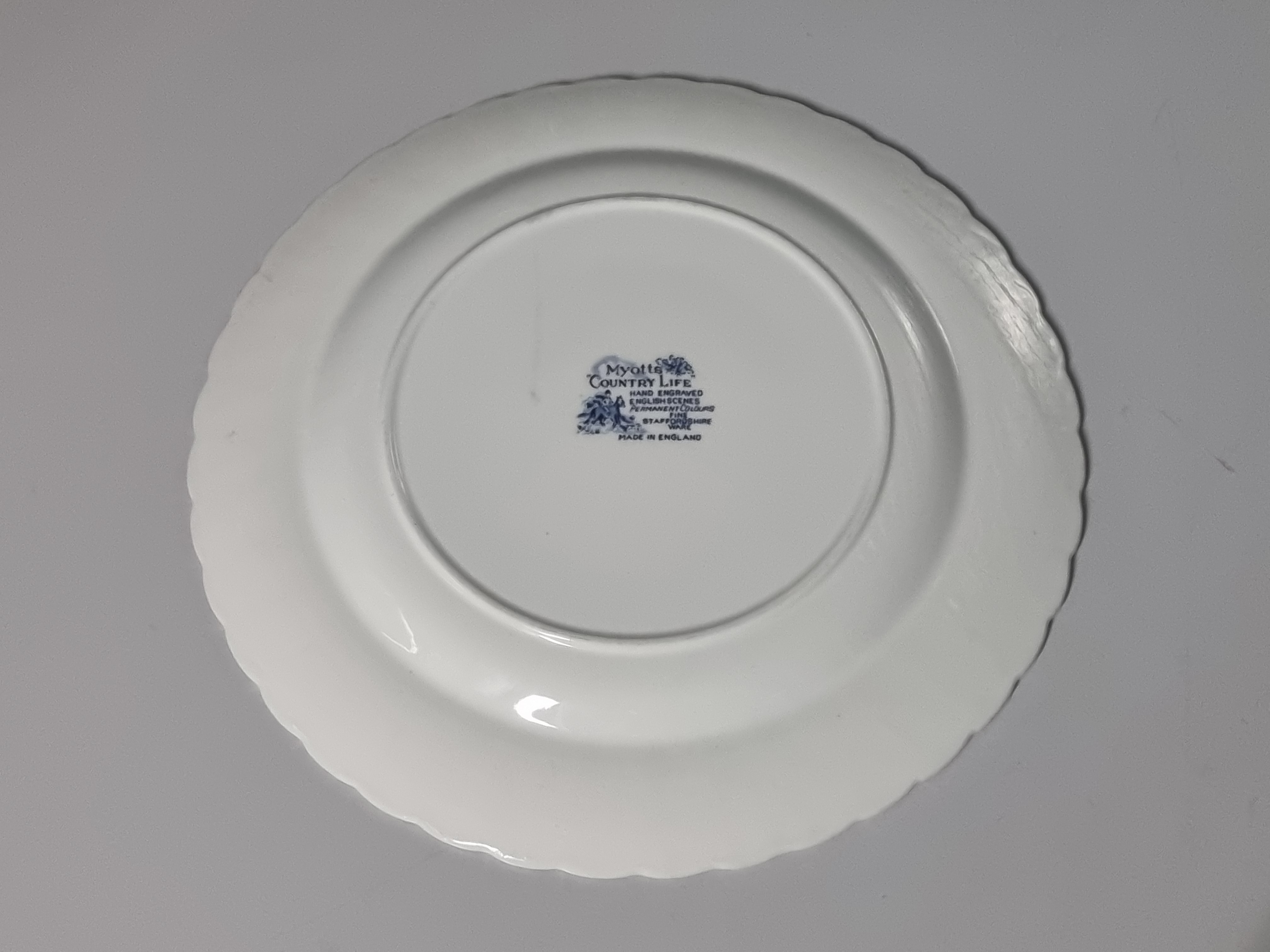 Engels blauw Myott's Country Pannenkoekenbord Taartschaal 31 cm