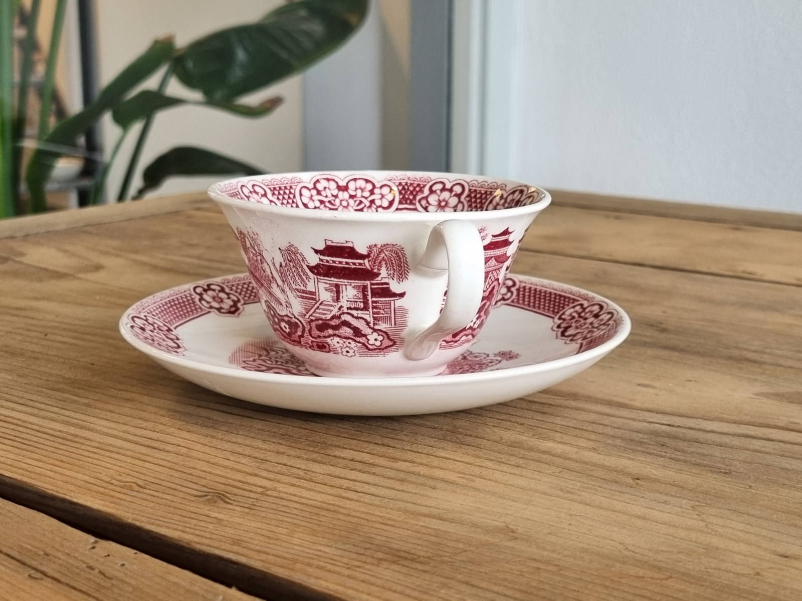 Regout decor Chinois rood set 5x Kop en schotel
