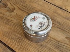 Vintage Doosje van metaal met bloemen print (rond model) 12 cm