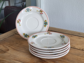 Vintage kerstservies setje van 6 mokken en ontbijtborden