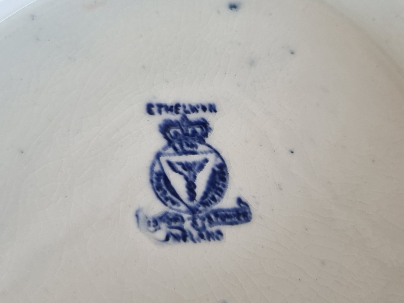 Engels blauw Ethelwyn Bishop & Stonier lage tazza