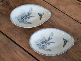 Petrus Regout Malaga blauw set 2x Serveerschaaltje 24 cm (chipjes)