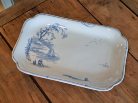 Petrus Regout Marines lichtblauw rechthoekige serveerschaal 37 cm