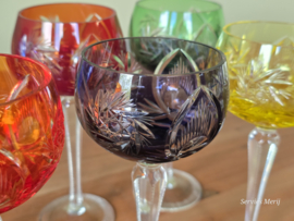 Boheems Kristal Glas set (3) van 6x op hoge voet 18,5 cm alle kleuren