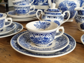 Regout Myott Castillo Old England blauw compleet ontbijtservies 8 personen