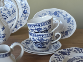 Engels blauw Enoch Wedgwood Blue Onion ontbijtservies 6 personen
