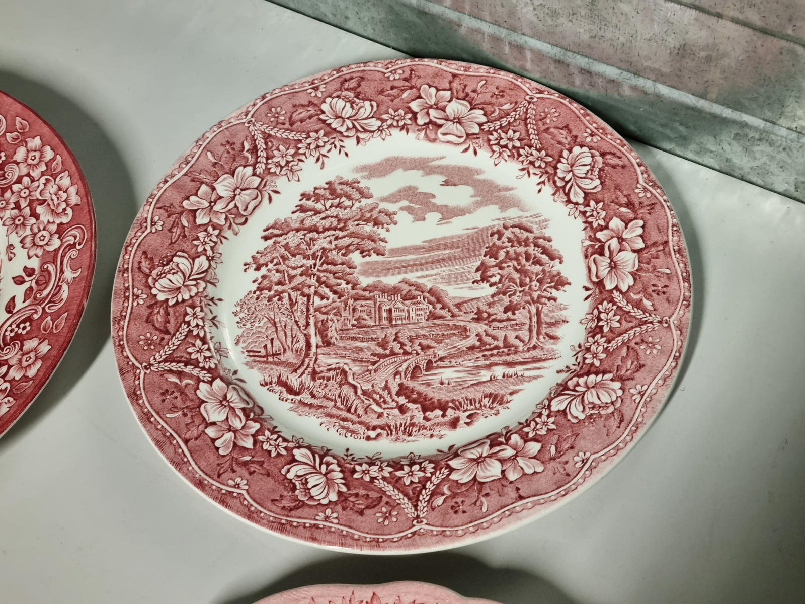 Engels rood Set 6x mix & match plat dinerbord