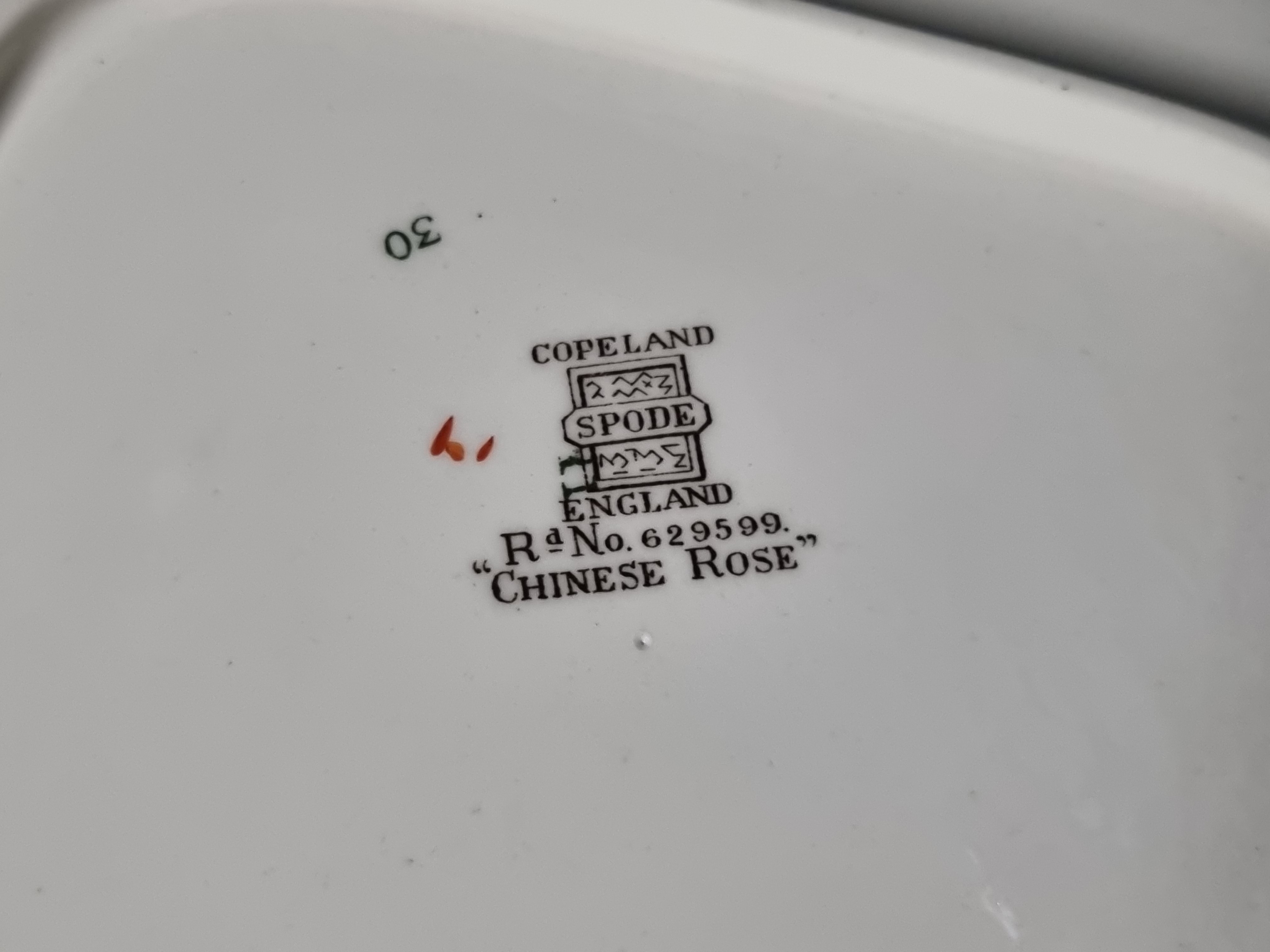 Engels Spode Copeland Chinese Rose vierkant bord 20,5 cm