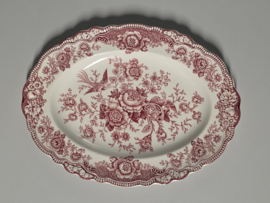 Engels rood Crown Ducal Bristol ovale schaal 26,5 cm