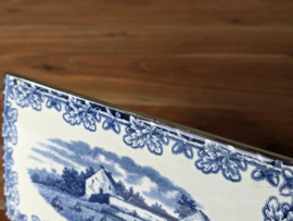 Boerenhoeve blauw Societe Ceramique met goudluster Snijplankje | Tapas Kaasplankje