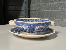 Villeroy en Boch Burgenland blauw Soepkom met schotel (plat oortje)