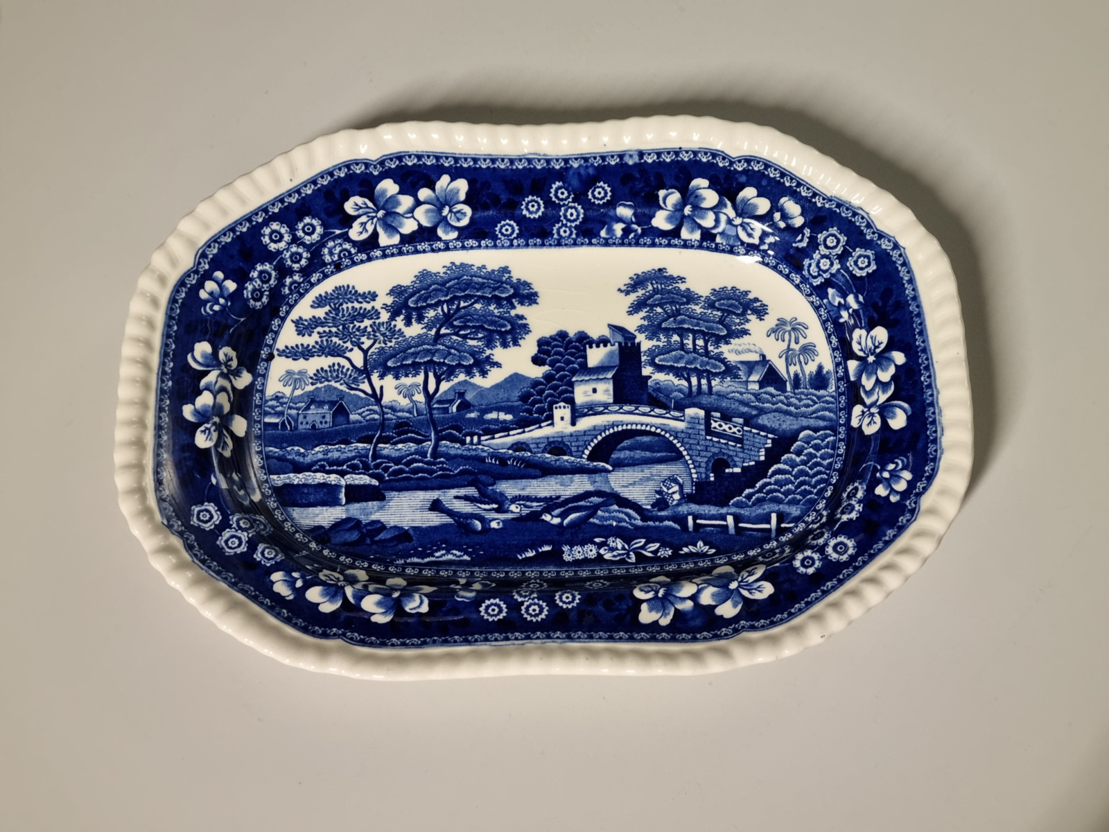 Engels Copeland Spode's Tower blauw rechthoekige schaal 27 cm