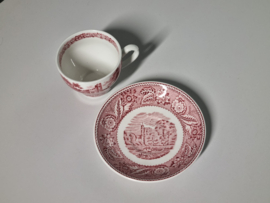 Engels rood Wood & Sons Burslem decor Woodland kop en schotel