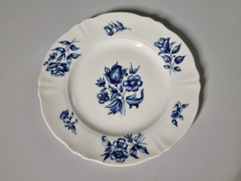 Petrus Regout Bouquet Bleu wit Ontbijtbordje 22,5 cm (schulp rand)