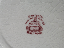 Engels rood Woods Burslem England Seaforth plat dinerbord 23 cm