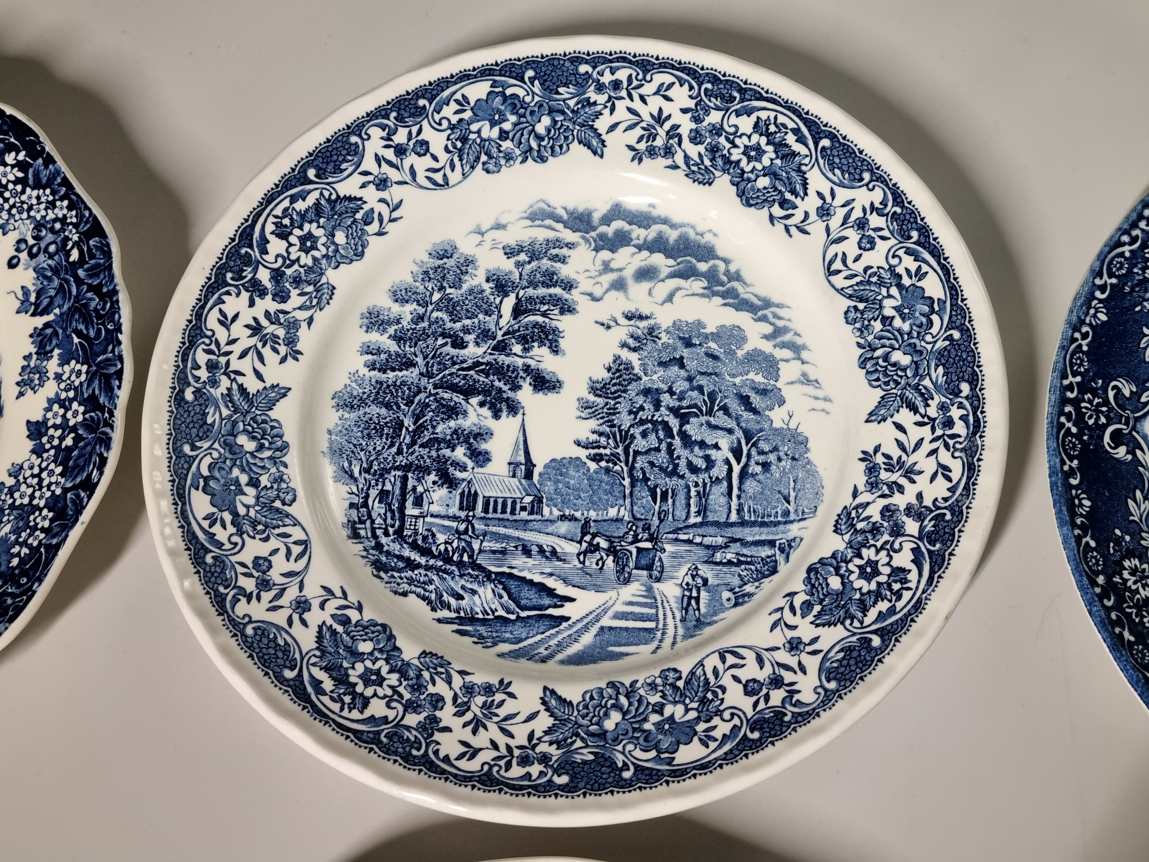 Engels blauw Set 6x mix & match plat dinerbord 25 cm