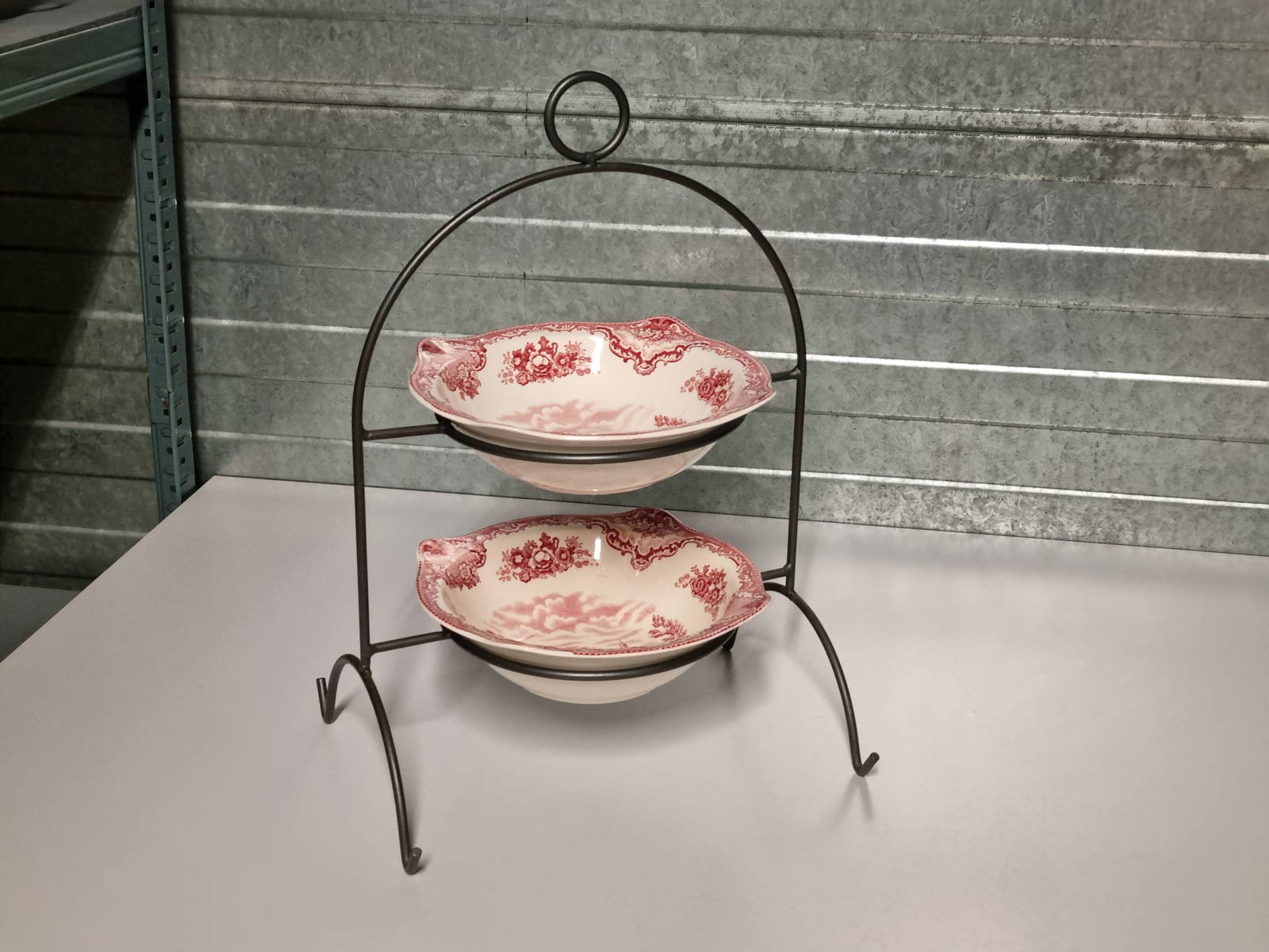 Engels rood Johnson Bros Old Britain Castles Etagere uitneembare schalen