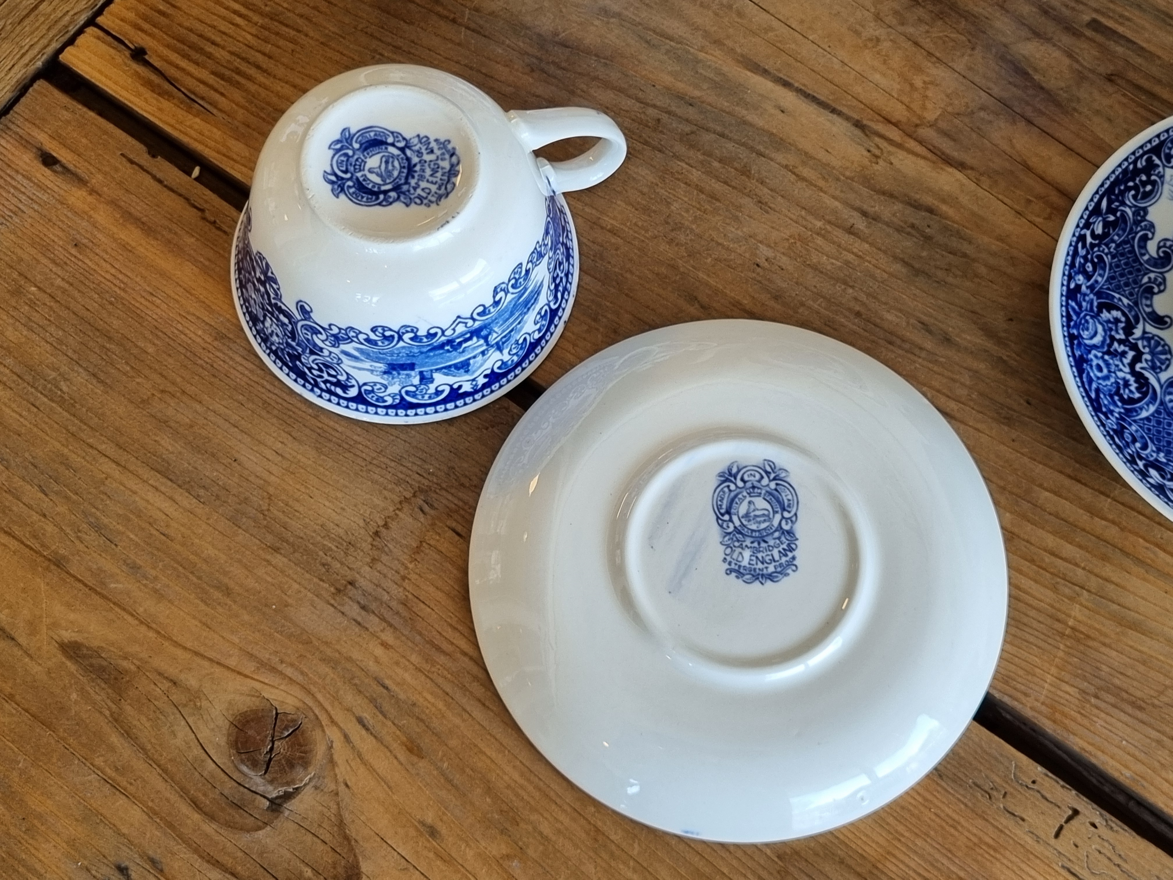 Regout Castillo Old England Cambridge blauw chocoladestel theestel voor 2 personen