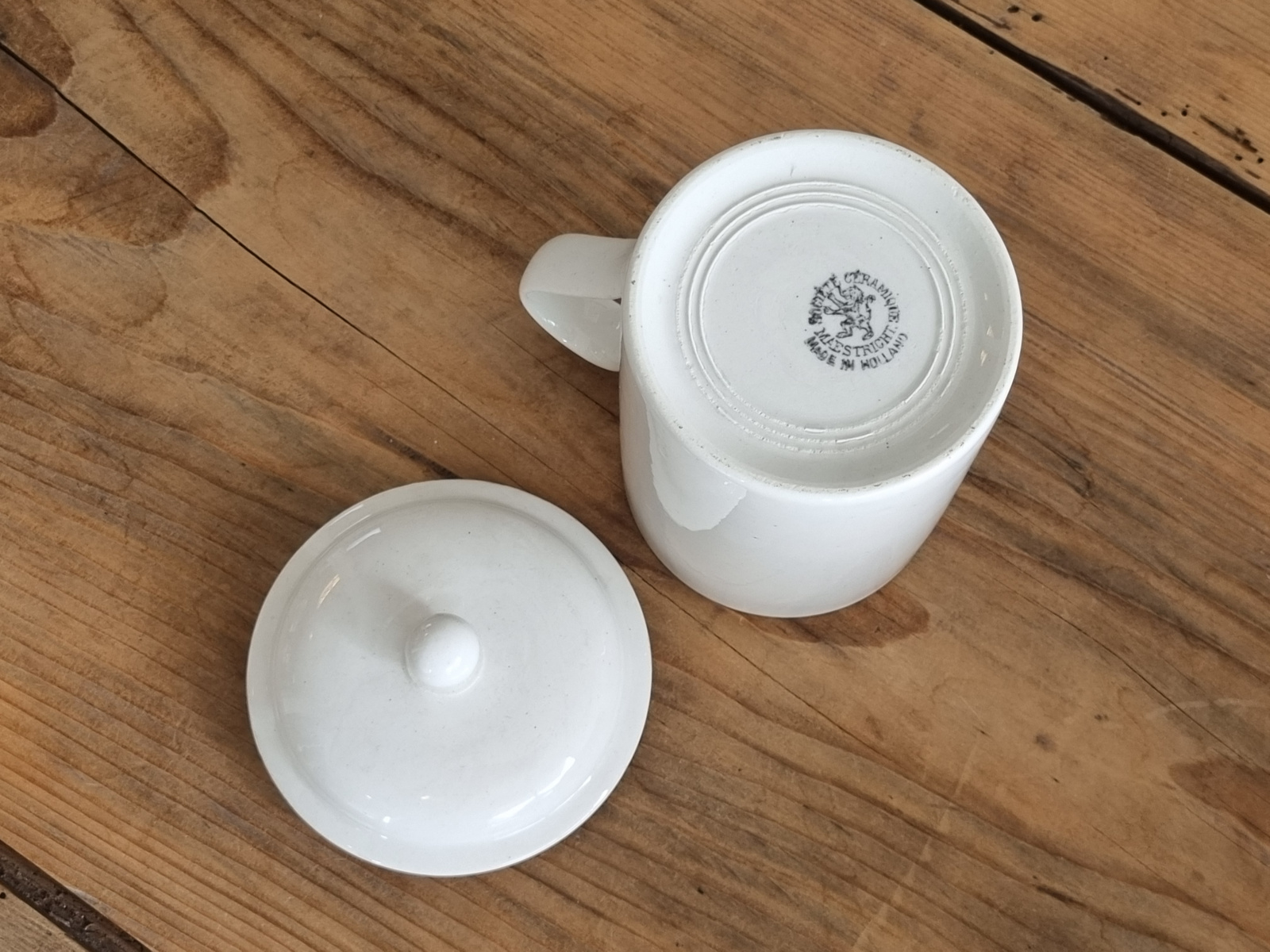 Societe Ceramique wit Beker met deksel