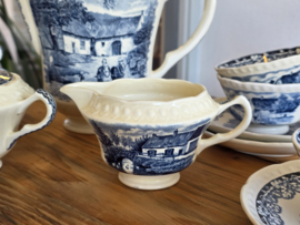 Boerenhoeve blauw Societe Ceramique koffieservies 8 persoons