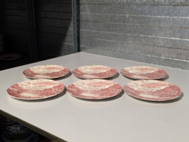 Engels rood Johnson Bros Olde English Countryside set 6x ontbijtbord 20 cm