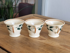 Boerenbont 418 Societe Ceramique Set 3x Koffie Kop bloemkooloortje + Schotel