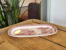 Regout Castillo Old England rood schaal 25 cm (rechthoekig)