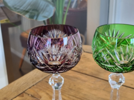 Boheems Kristal Glas set van 2x op hoge voet 19,5 cm kleur Springtime