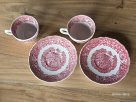 Engels rood Enoch Wedgwood Avon Cottage set 2x kop en schotel