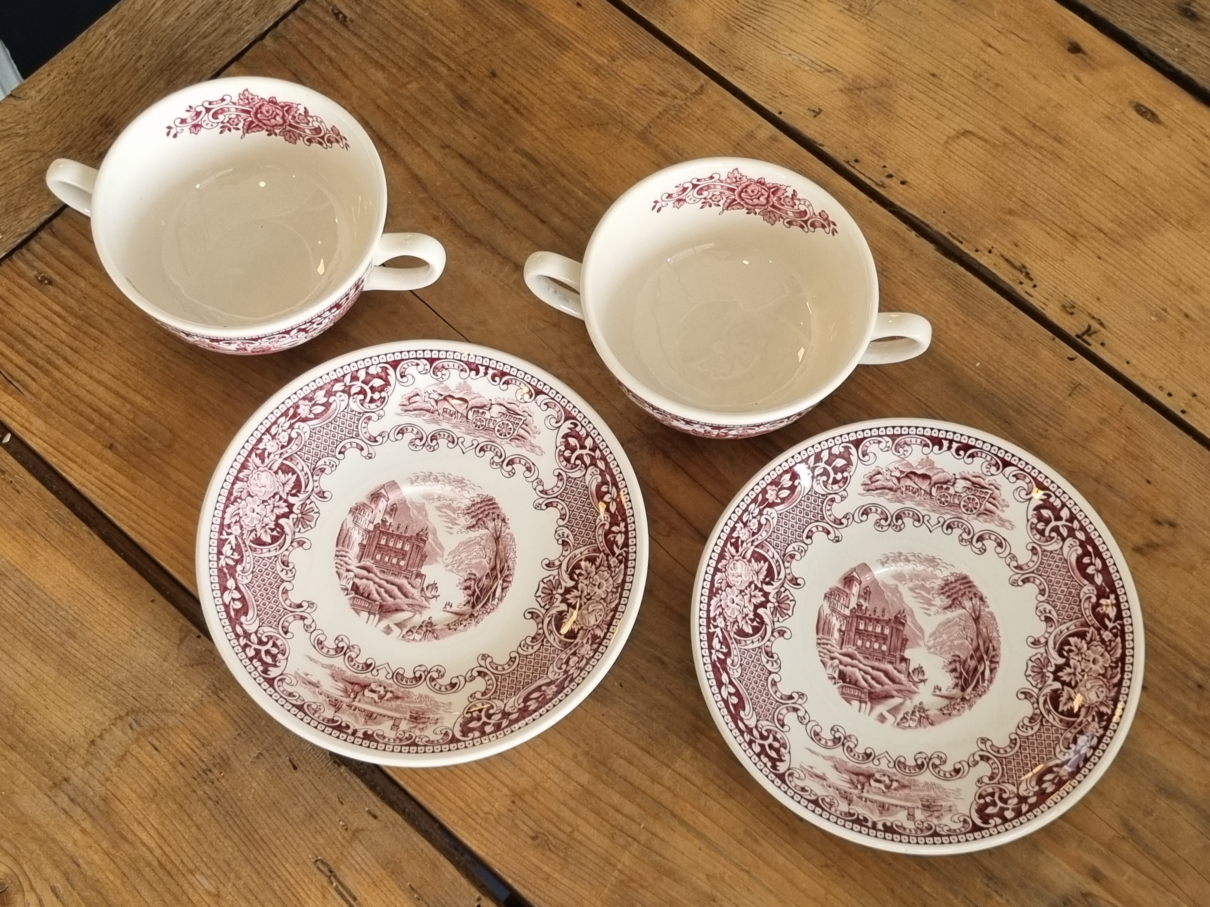Regout Castillo Myott set 2x soepkom met schotel