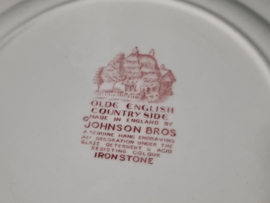 Engels rood Johnson Bros Olde English Countryside plat dinerbord 25 cm