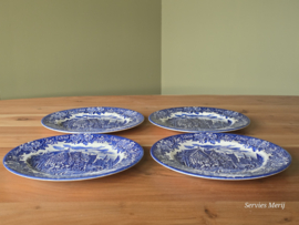 Engels blauw English Ironstone Tableware EIT set 4x plat dinerbord (koets)