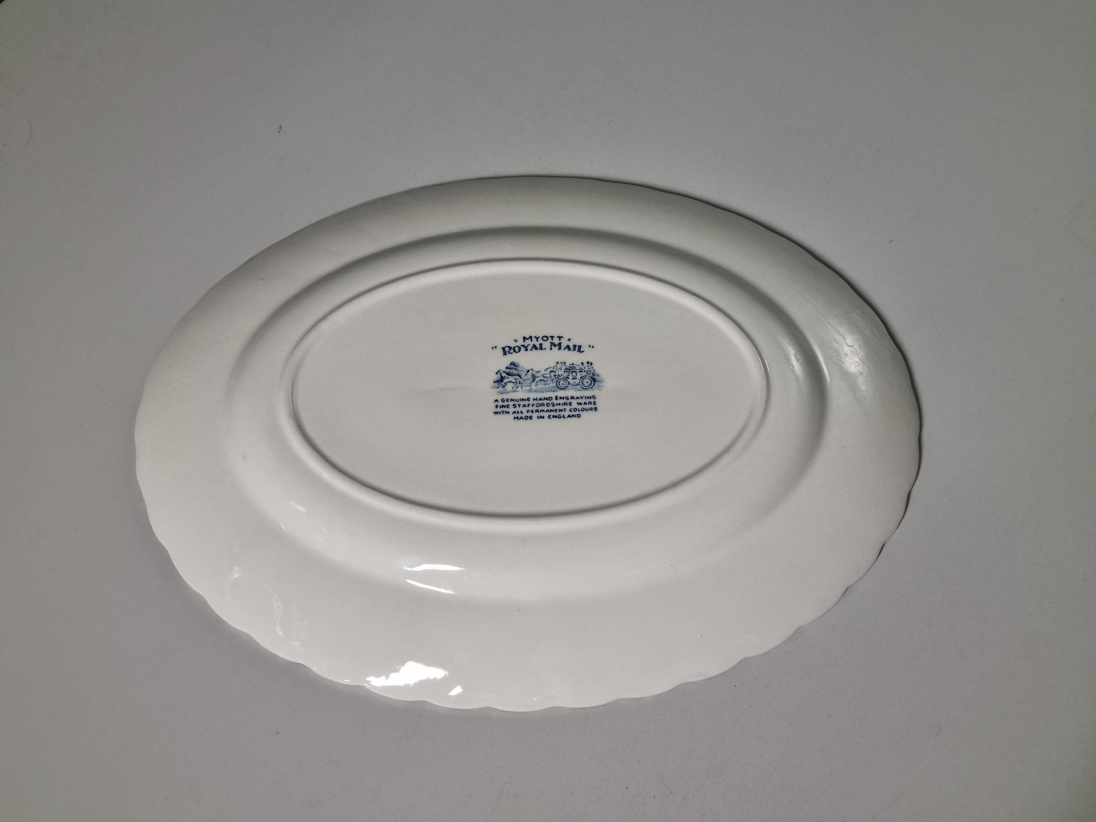 Engels blauw Myott Royal Mail ovale serveerschaal 29 cm
